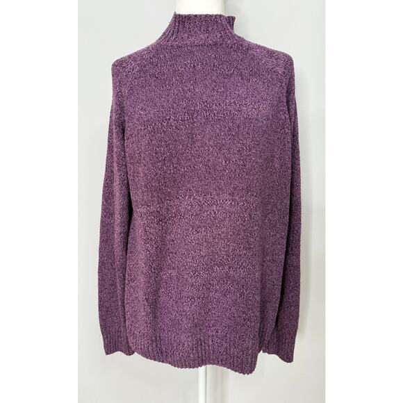 Wintersilks Winter Silks purple long sleeve sweater 100% Silk large mock neck - Picture 1 of 4